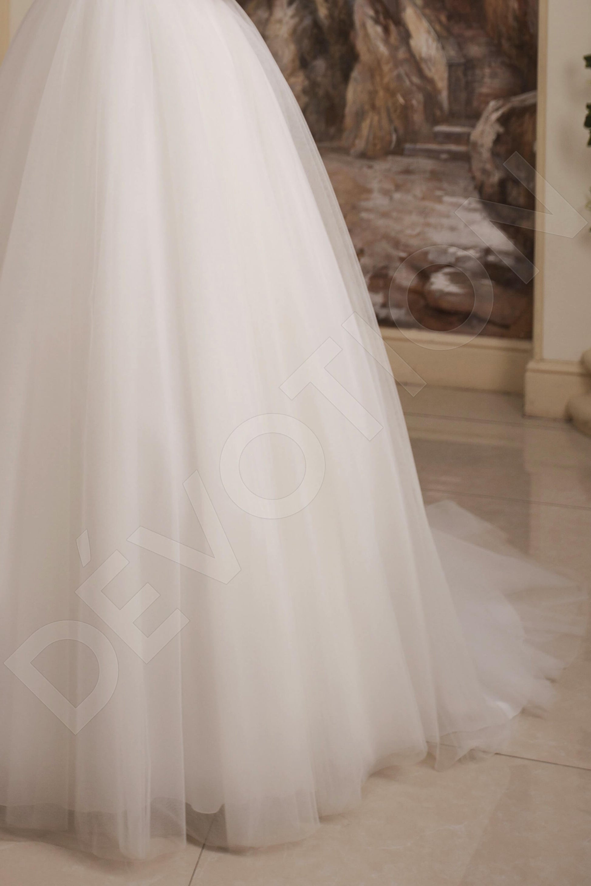 Jozefina A-line Boat/Bateau Nude Ivory Wedding dress