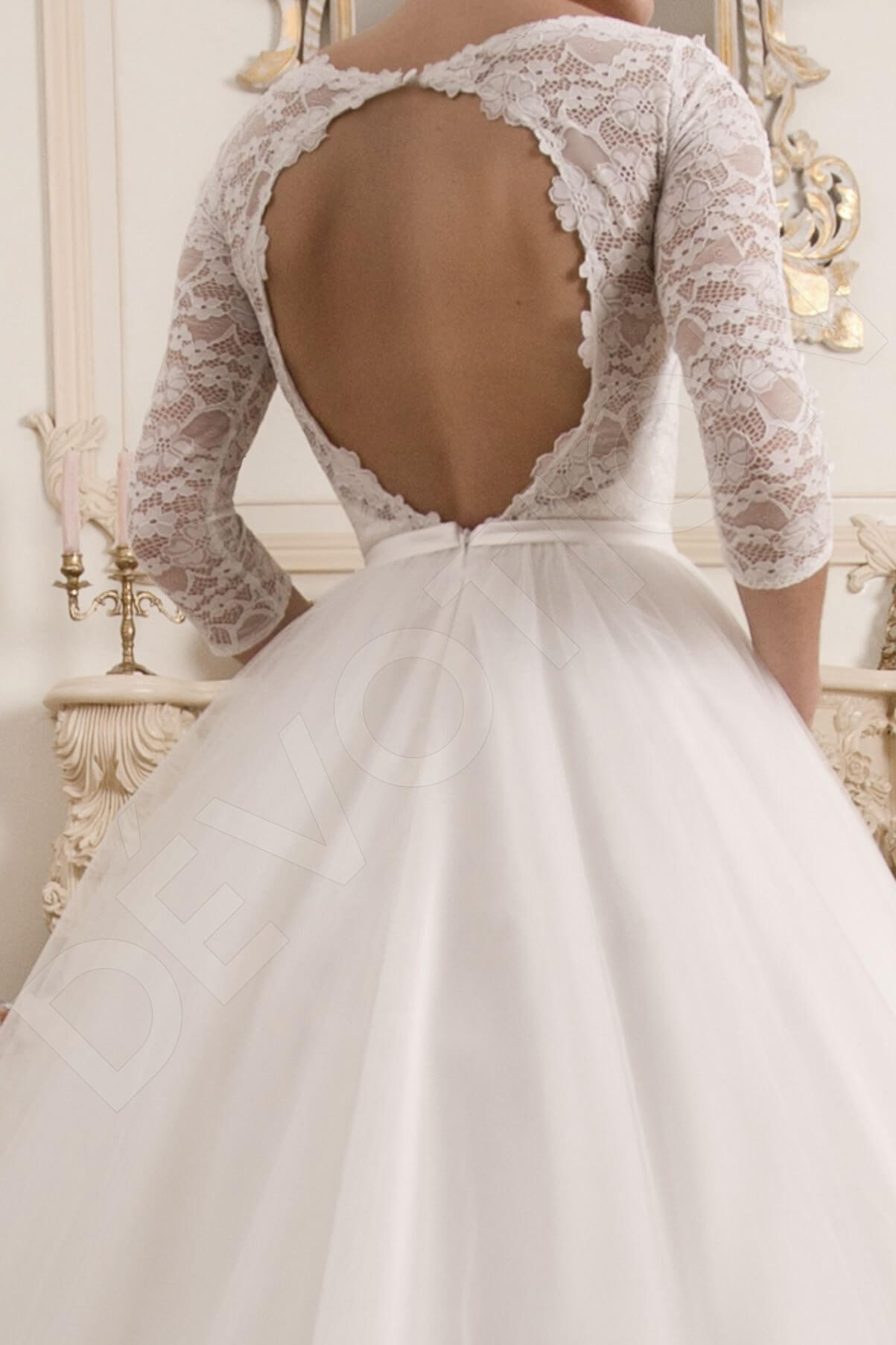 Trissy Princess/Ball Gown Boat/Bateau Milk Wedding dress