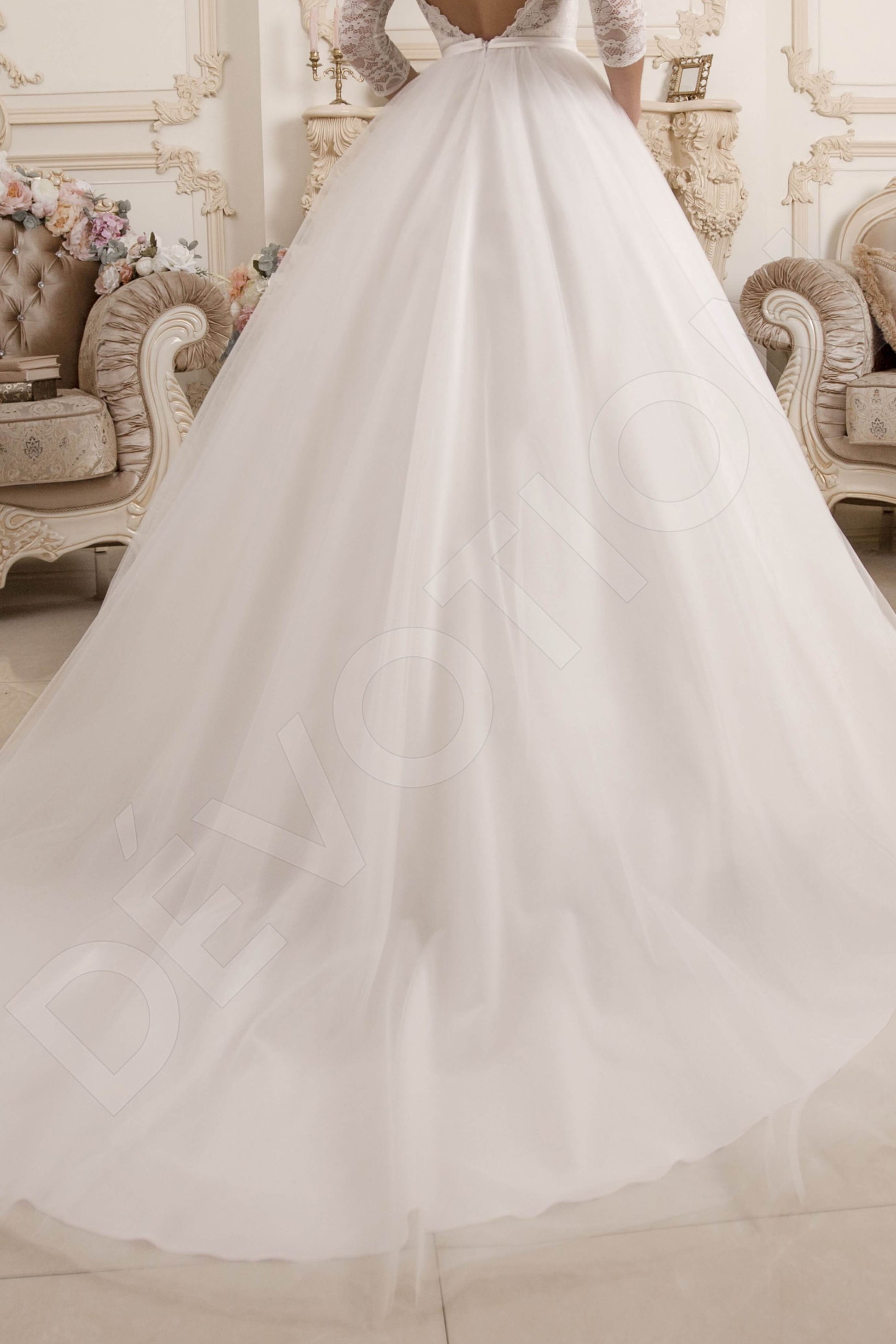 Trissy Princess/Ball Gown Boat/Bateau Milk Wedding dress