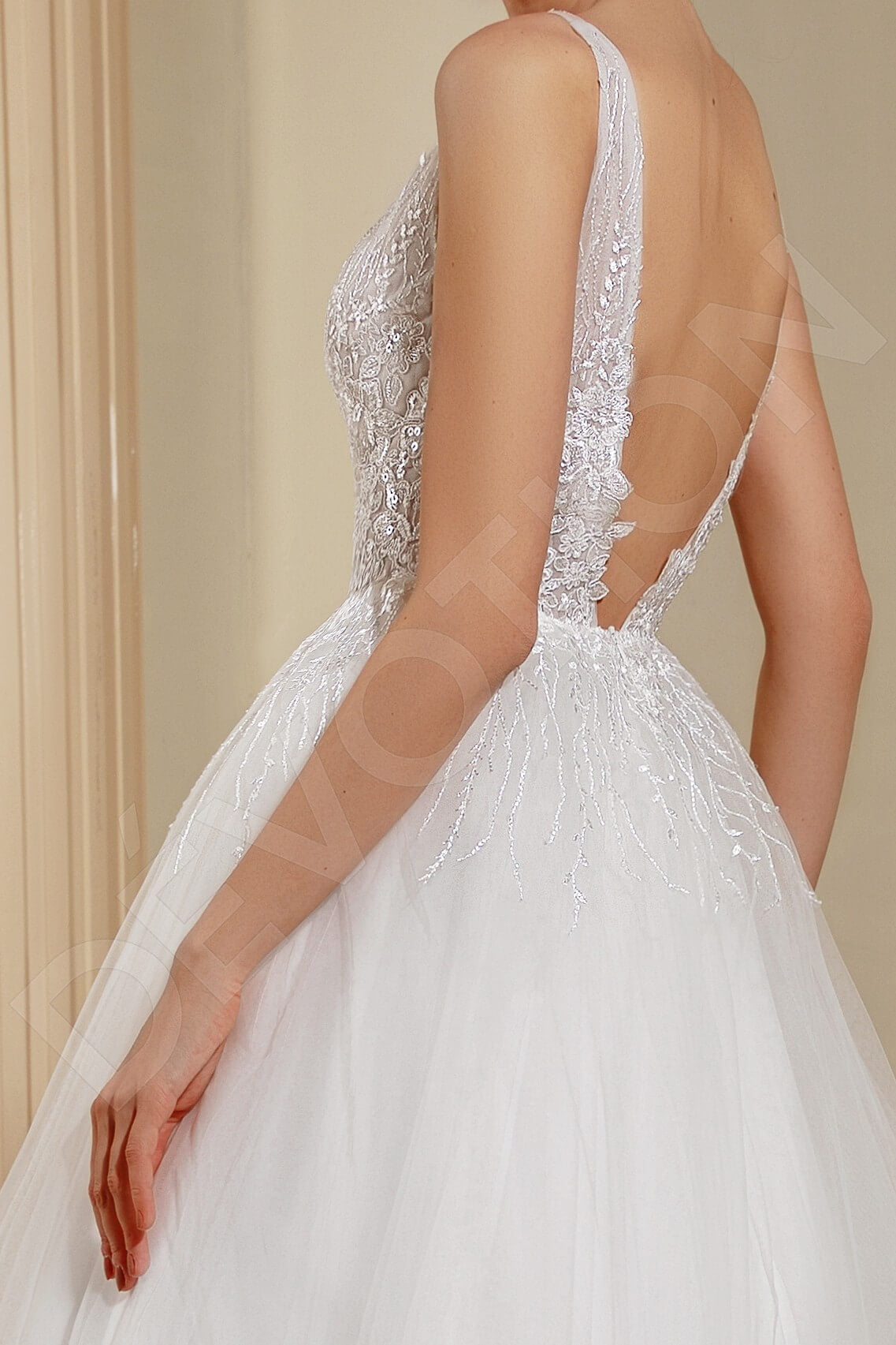 Kittie A-line V-neck Milk Wedding dress