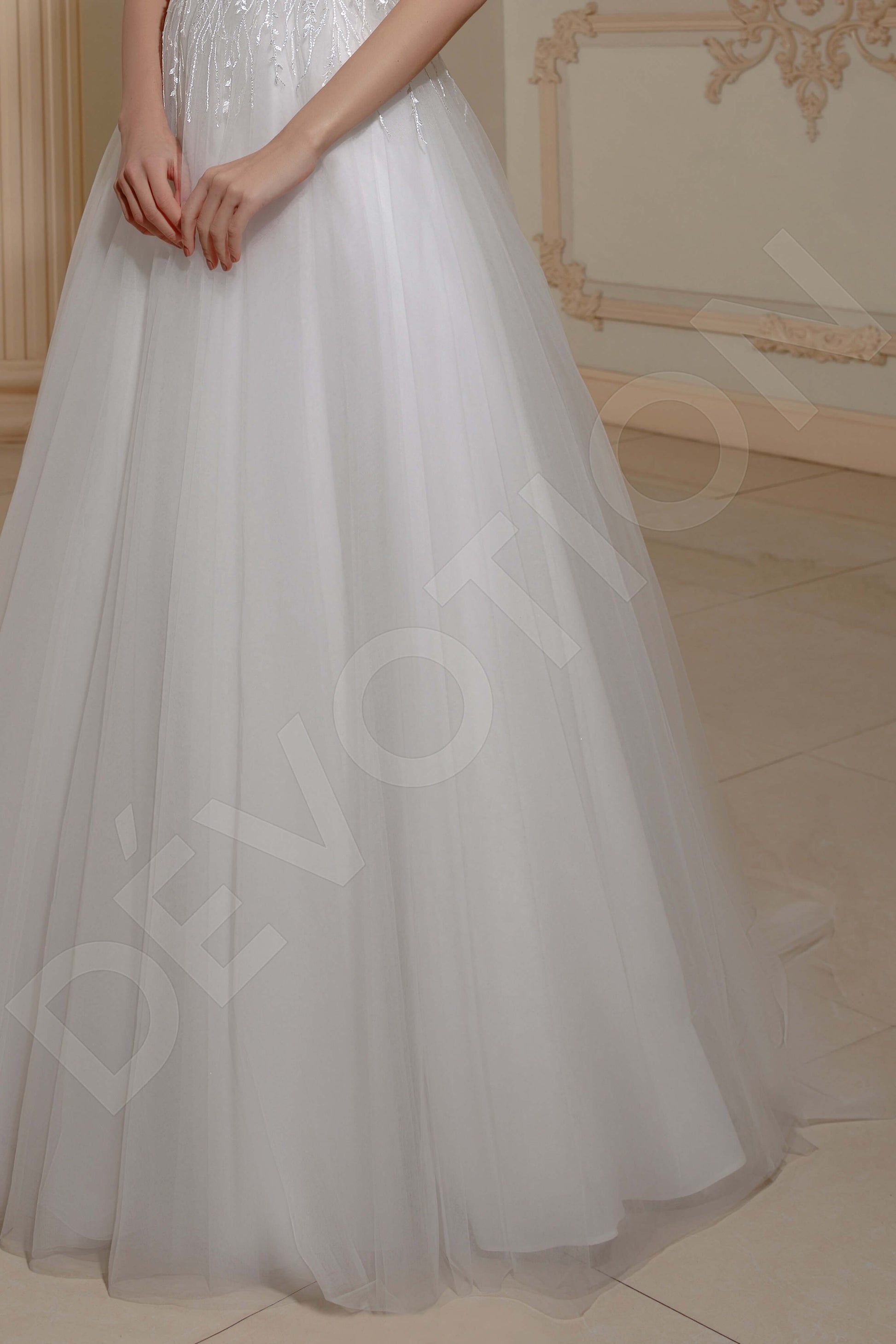 Kittie A-line V-neck Milk Wedding dress