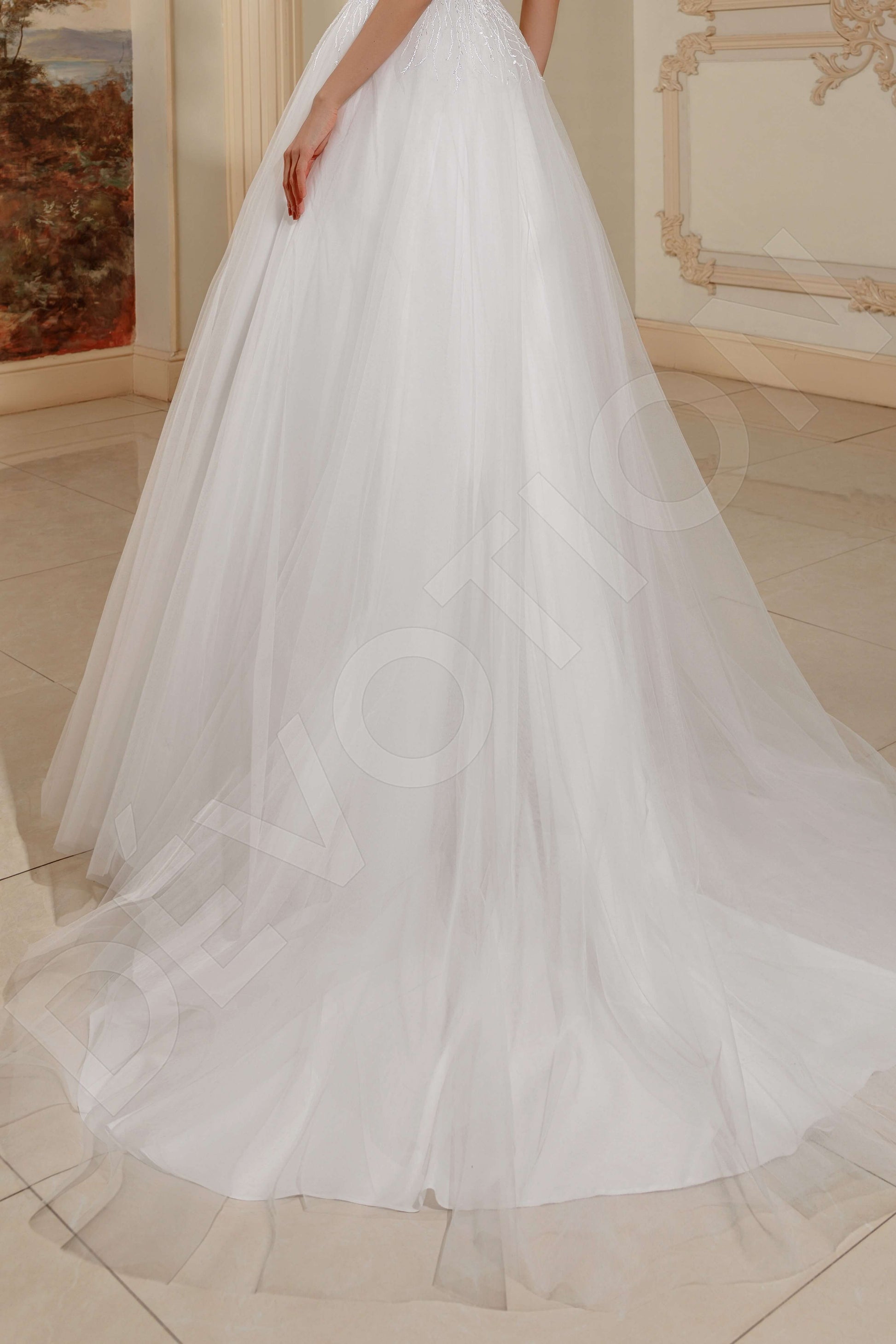 Kittie A-line V-neck Milk Wedding dress