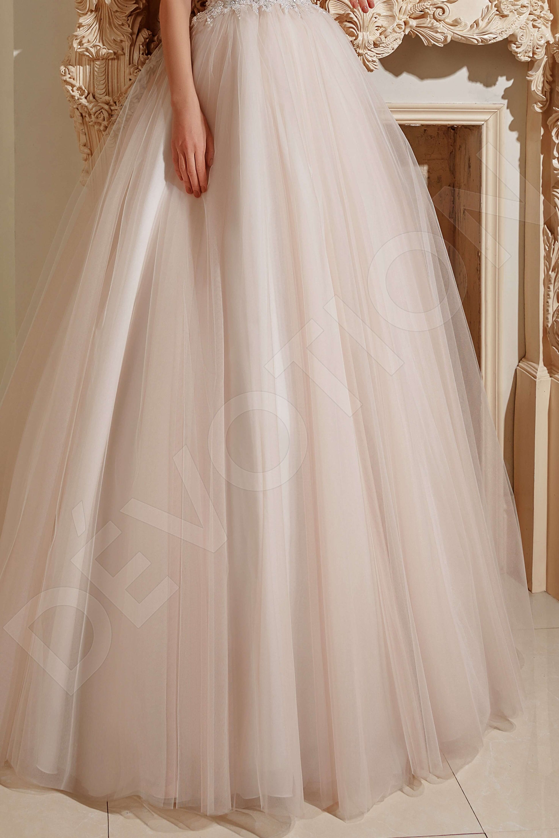 Delila Princess/Ball Gown Boat/Bateau Nude Wedding dress