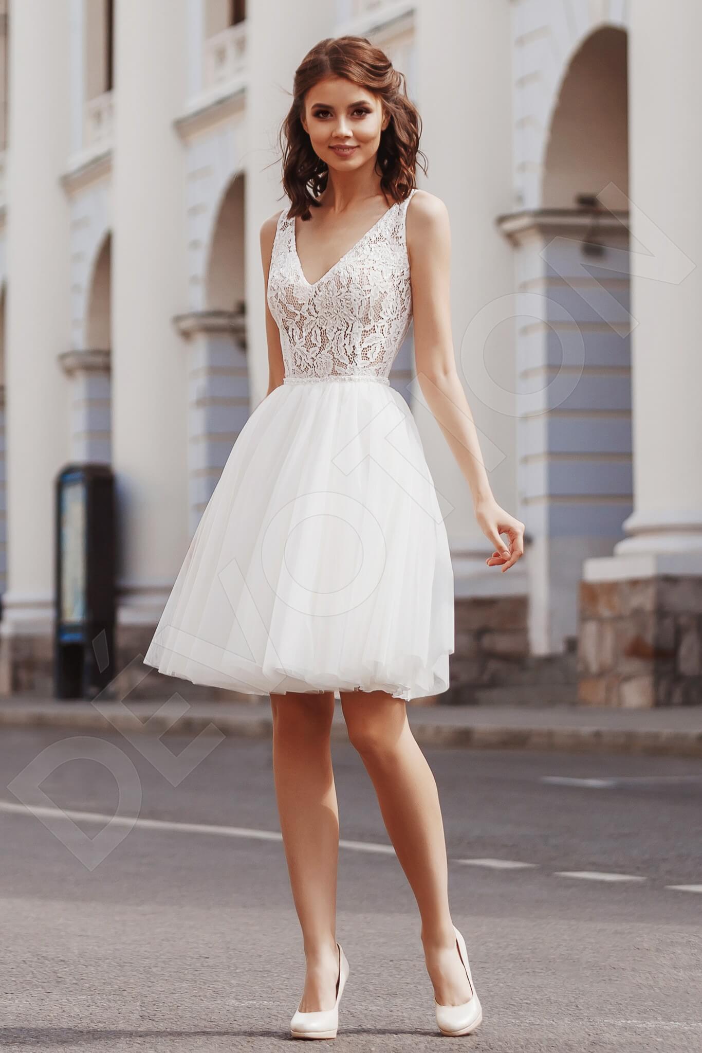 Frannie A-line V-neck Milk Wedding dress