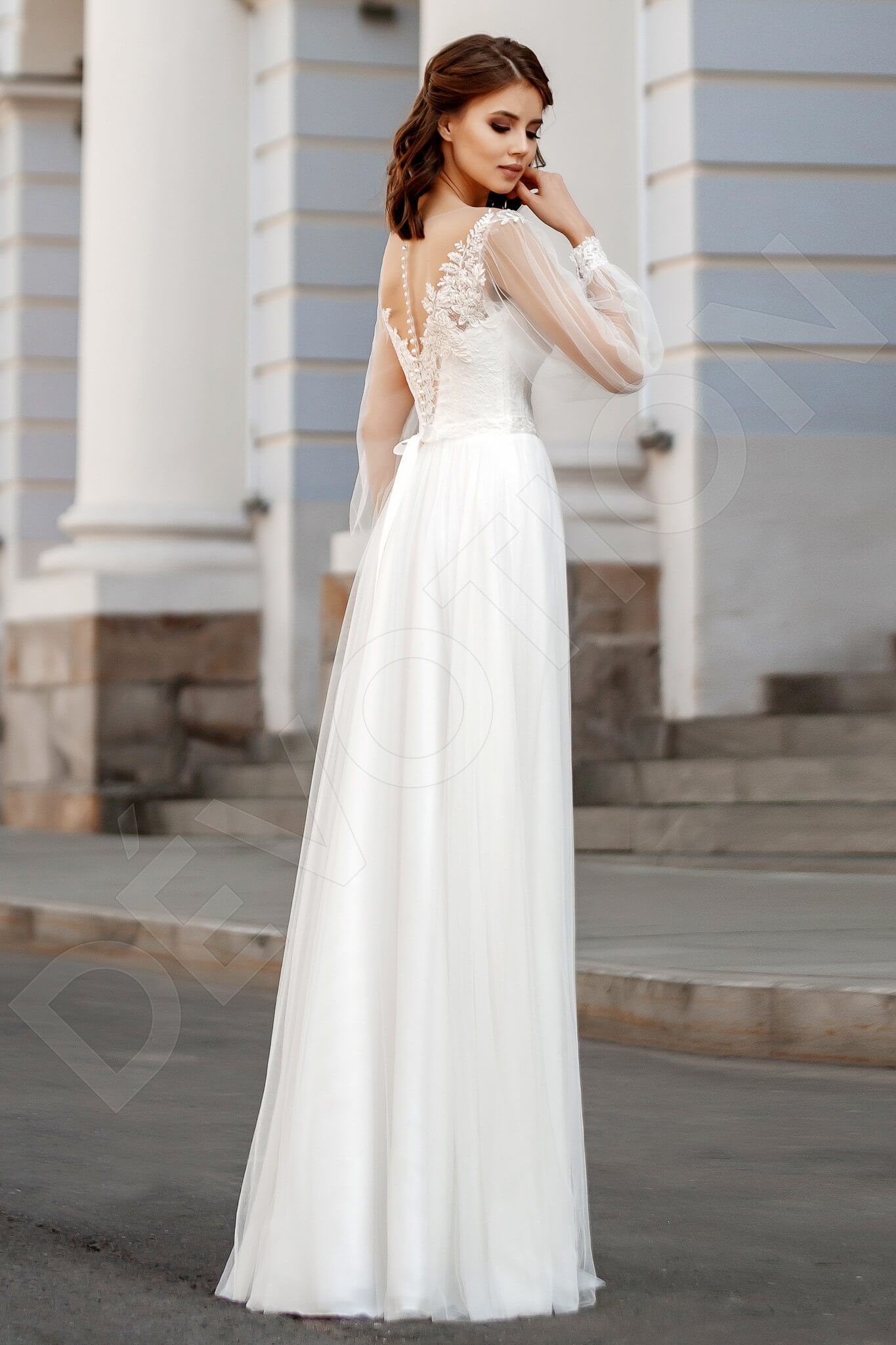 Annoris A-line Illusion Ivory Wedding Dress