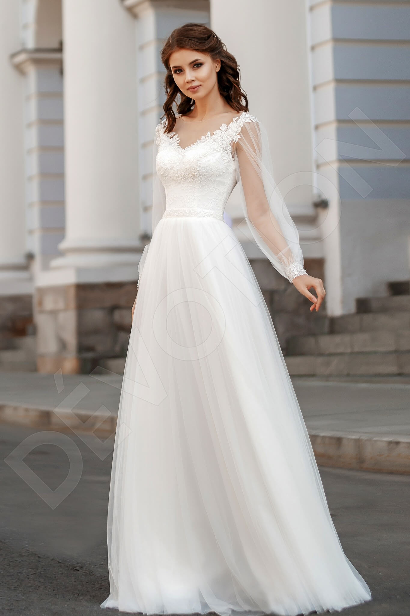 Annoris A-line Illusion Ivory Wedding Dress