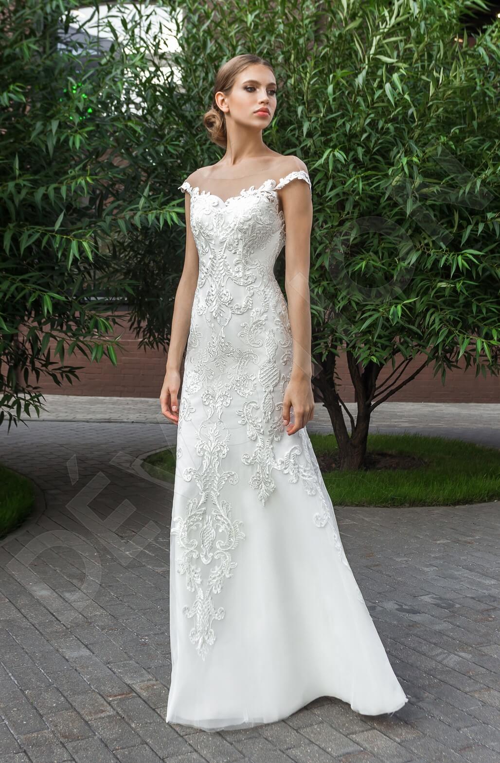 Sandrine Trumpet/Mermaid Boat/Bateau Ivory Wedding dress