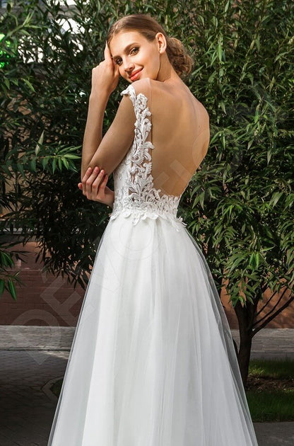 Sandrine Open back Trumpet/Mermaid Short/ Cap sleeve Wedding Dress 7