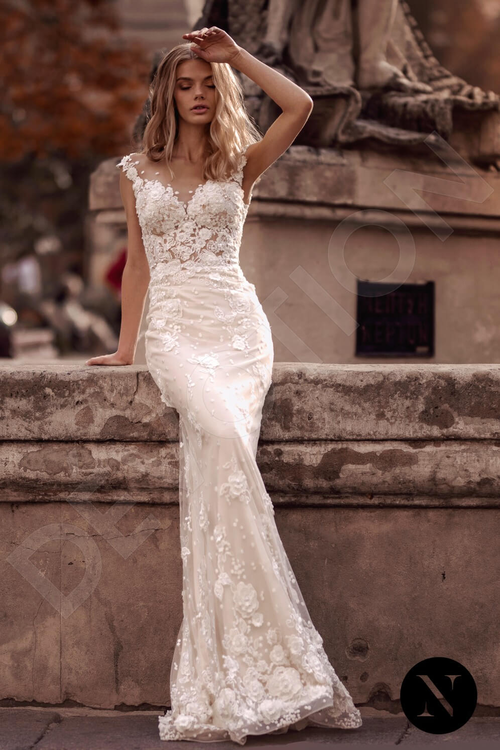 Louise Trumpet/Mermaid Illusion Milk Nude Wedding dress