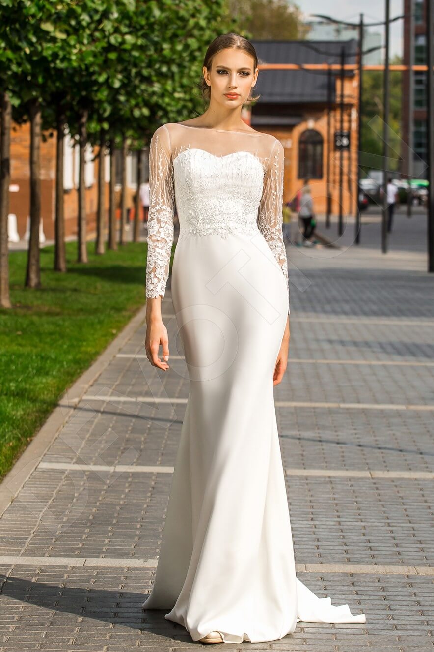 Magali Full back Trumpet/Mermaid 3/4 sleeve Wedding Dress Front