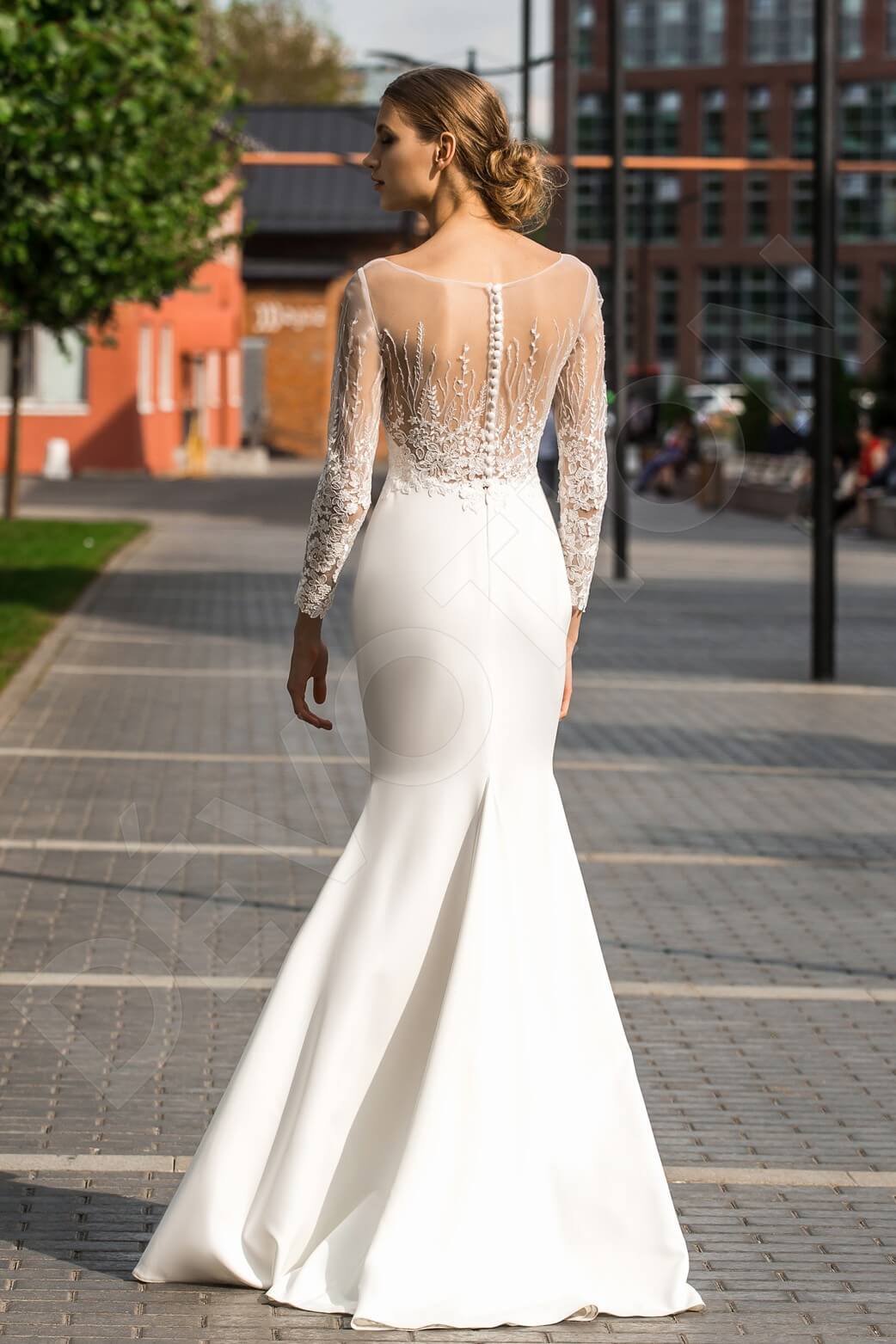 Magali Full back Trumpet/Mermaid 3/4 sleeve Wedding Dress Back