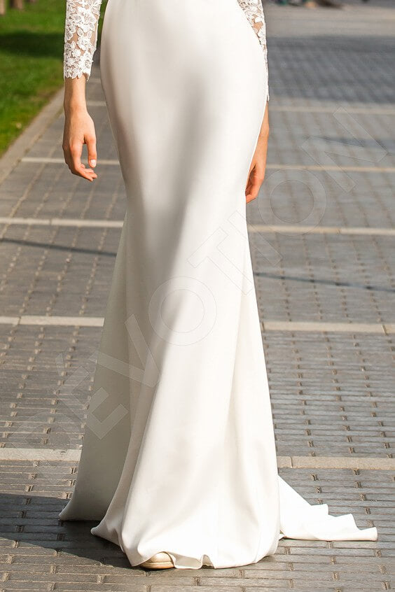 Magali Trumpet/Mermaid Boat/Bateau Milk Wedding dress