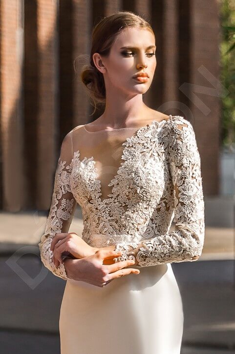 Wenona Full back Trumpet/Mermaid Long sleeve Wedding Dress 2