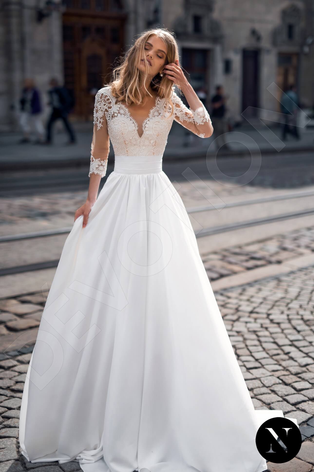 Pancy A-line V-neck Milk Wedding dress