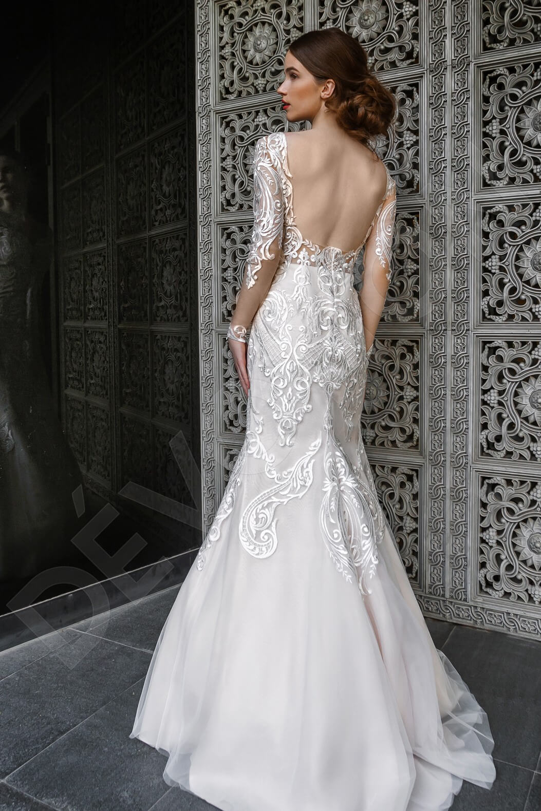 Sitala Open back Trumpet/Mermaid Long sleeve Wedding Dress Back