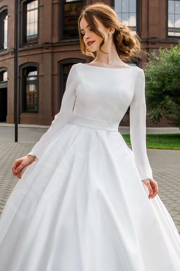 Misae Princess/Ball Gown Boat/Bateau Milk Wedding dress