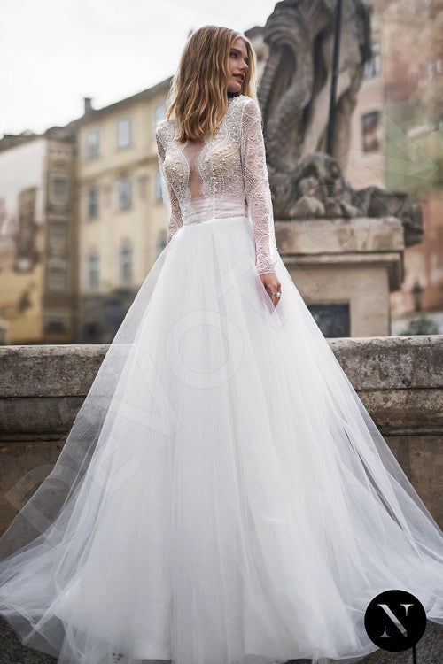 Marvel A-line Illusion Milk Wedding dress