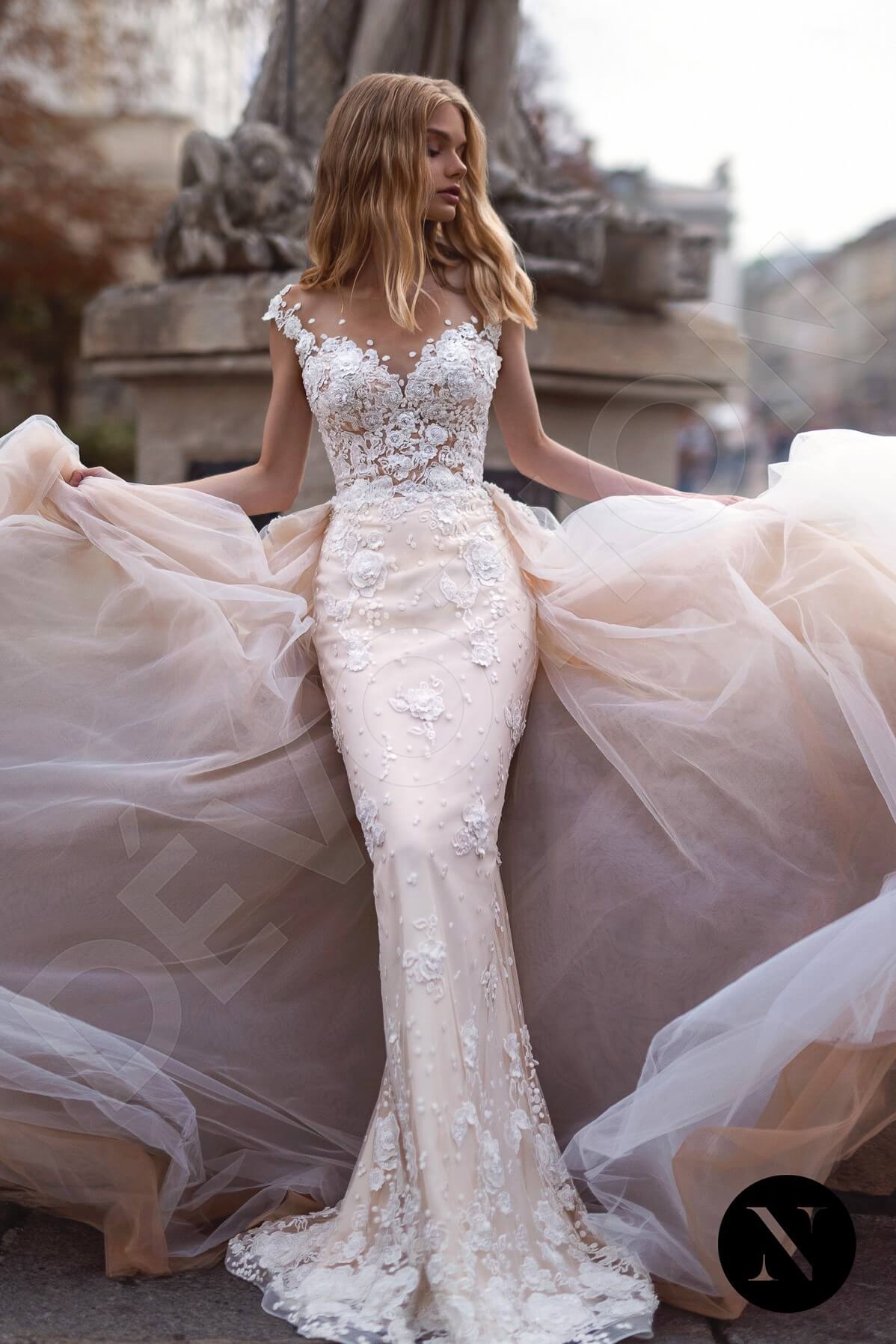 Louise Trumpet/Mermaid Illusion Milk Nude Wedding dress