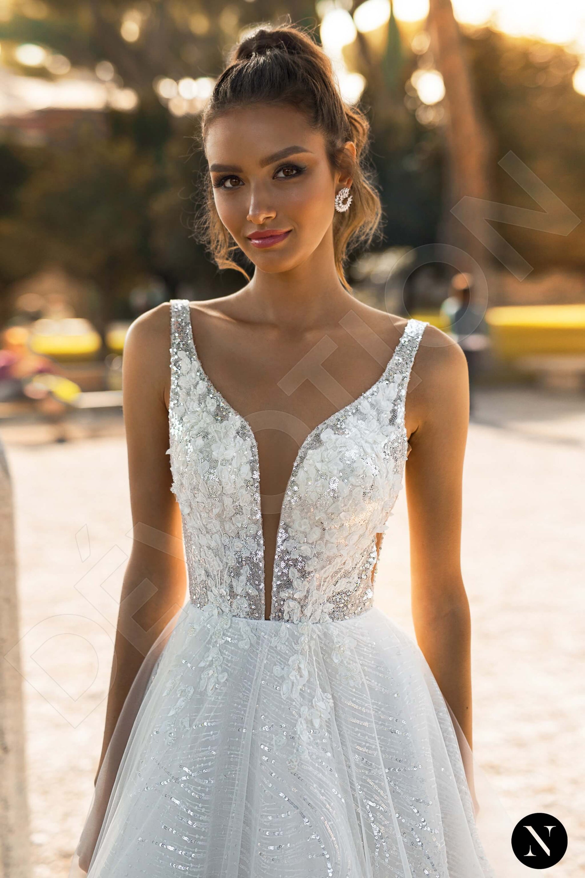 Nerea A-line Illusion Milk  Wedding Dress