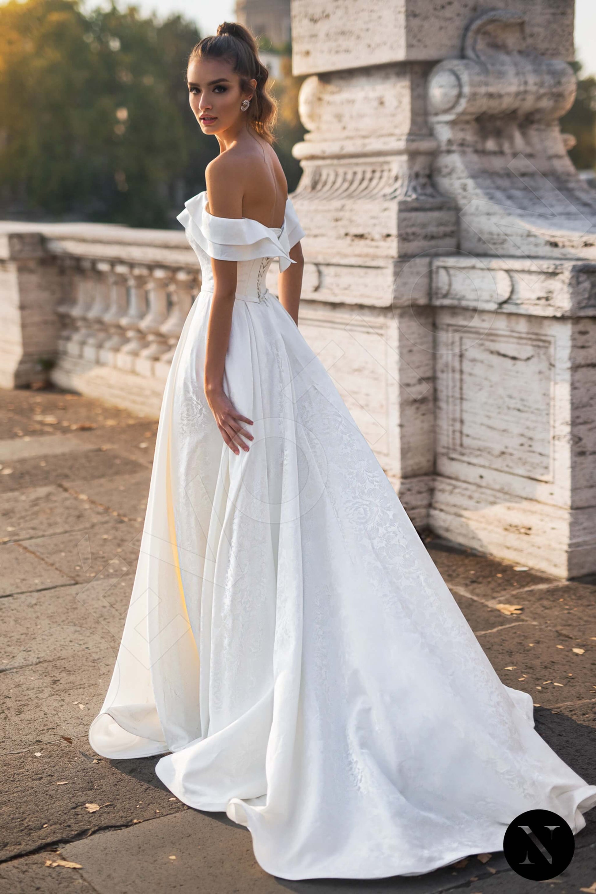 Passionate A-line Off-shoulder/Drop shoulders Milk Wedding dress