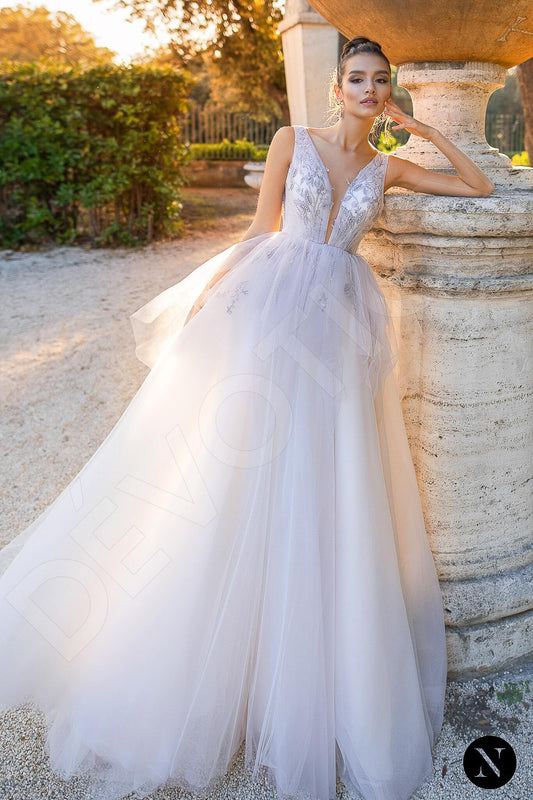 Bluebell A-line Illusion Lightviolet Wedding dress