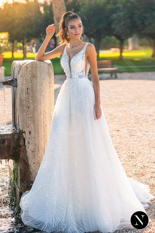 Nerea A-line Illusion Milk  Wedding Dress