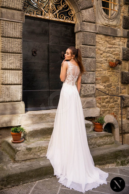 Viola A-line V-neck Milk Wedding dress