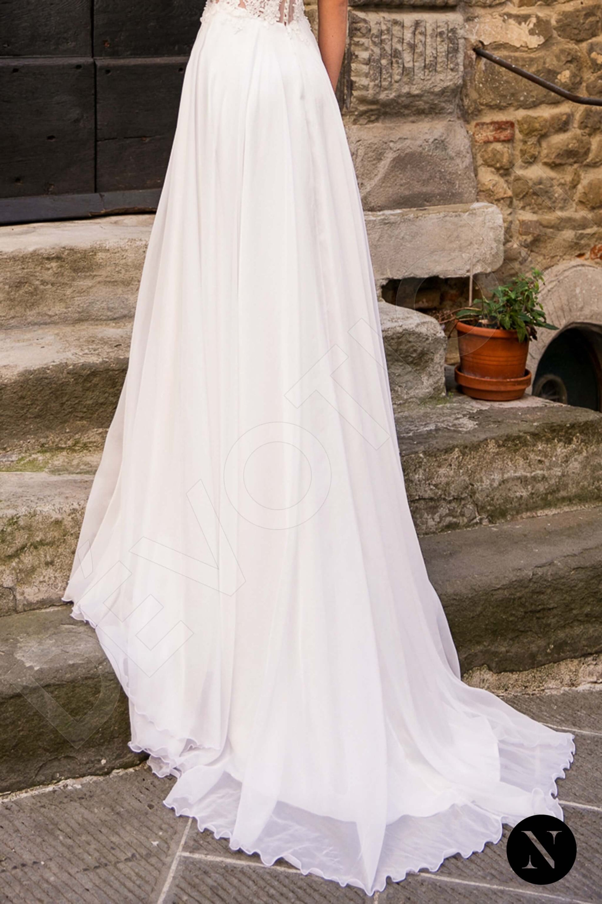 Viola A-line V-neck Milk Wedding dress