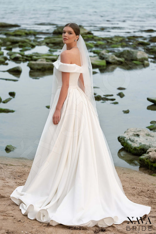 Amanella A-line Off-shoulder/Drop shoulders Milk Wedding dress