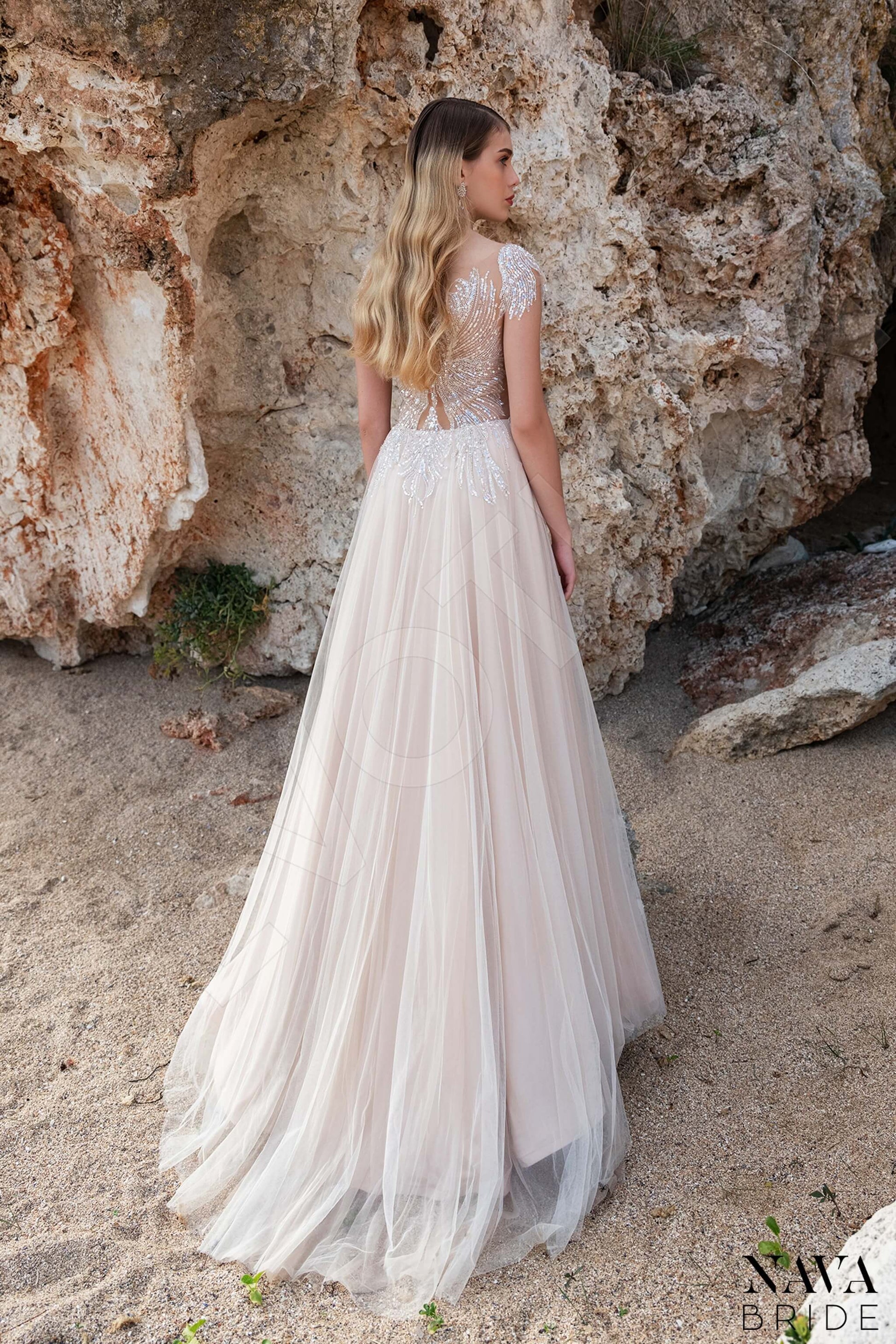 Elisija A-line Illusion Nude Wedding dress