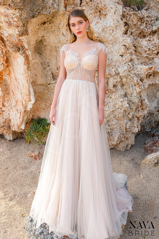 Elisija A-line Illusion Nude Wedding dress