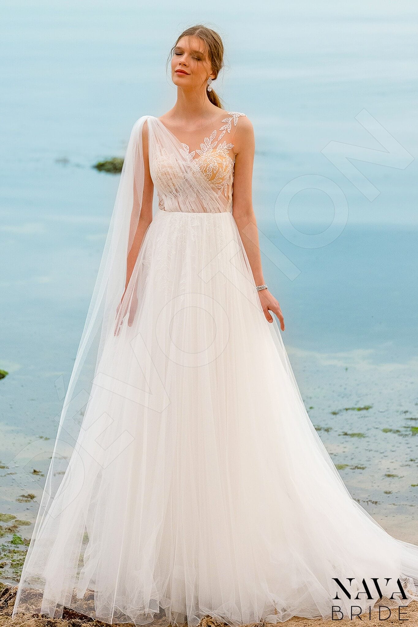 Kaylee A-line Illusion Milk Wedding dress