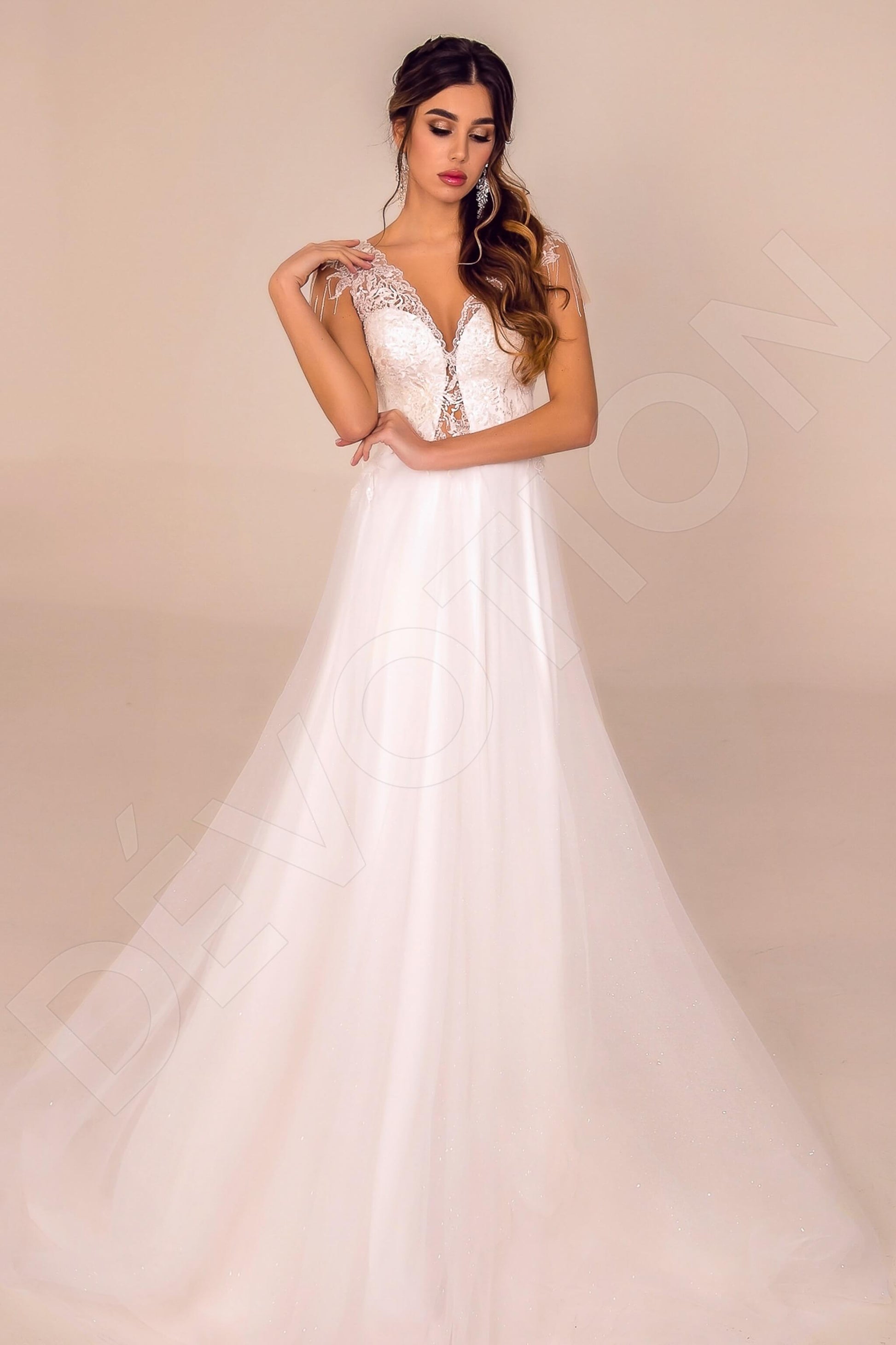 Bearise A-line V-neck White Wedding dress