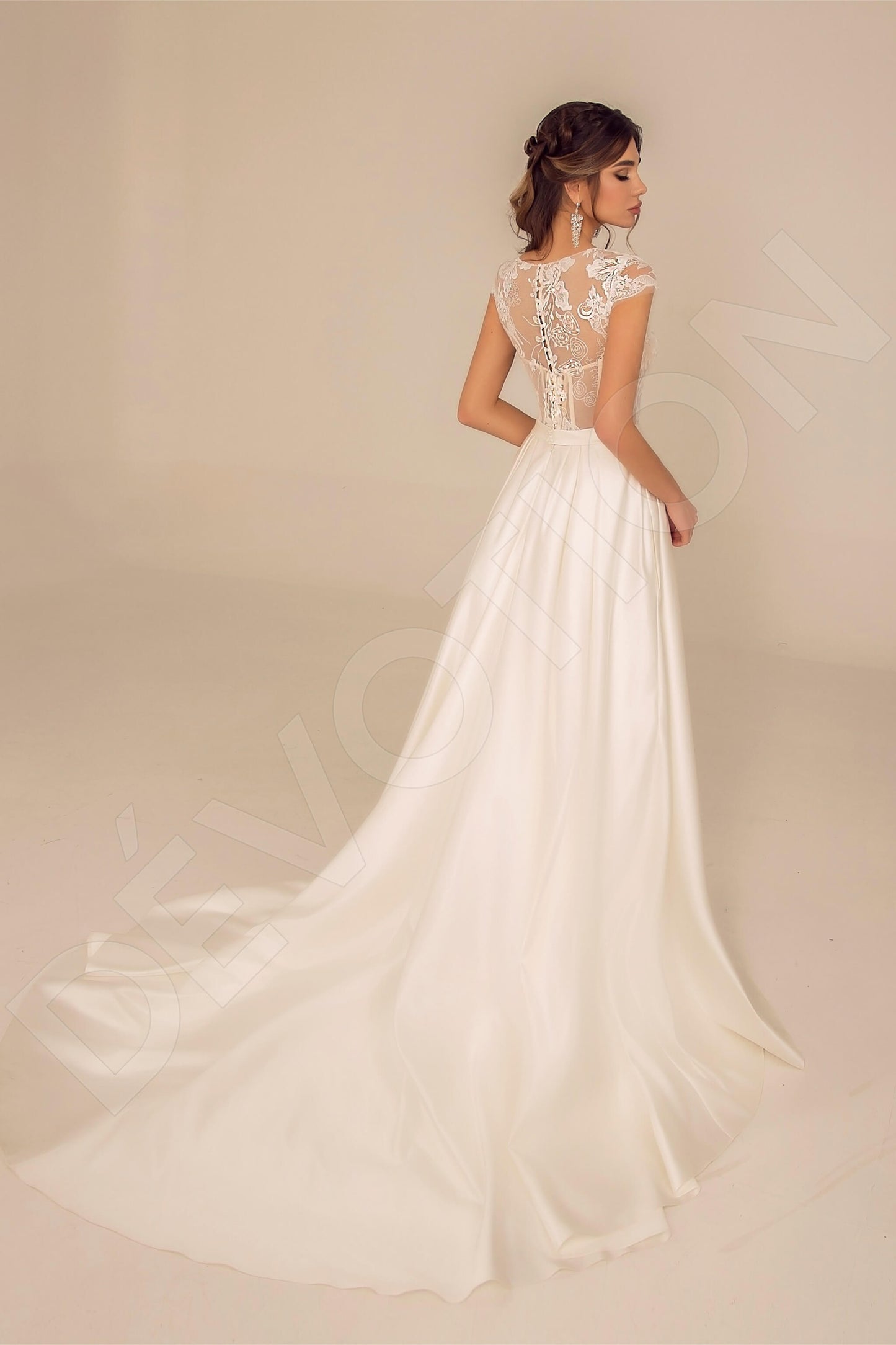 Carsyn Full back A-line Short/ Cap sleeve Wedding Dress Back