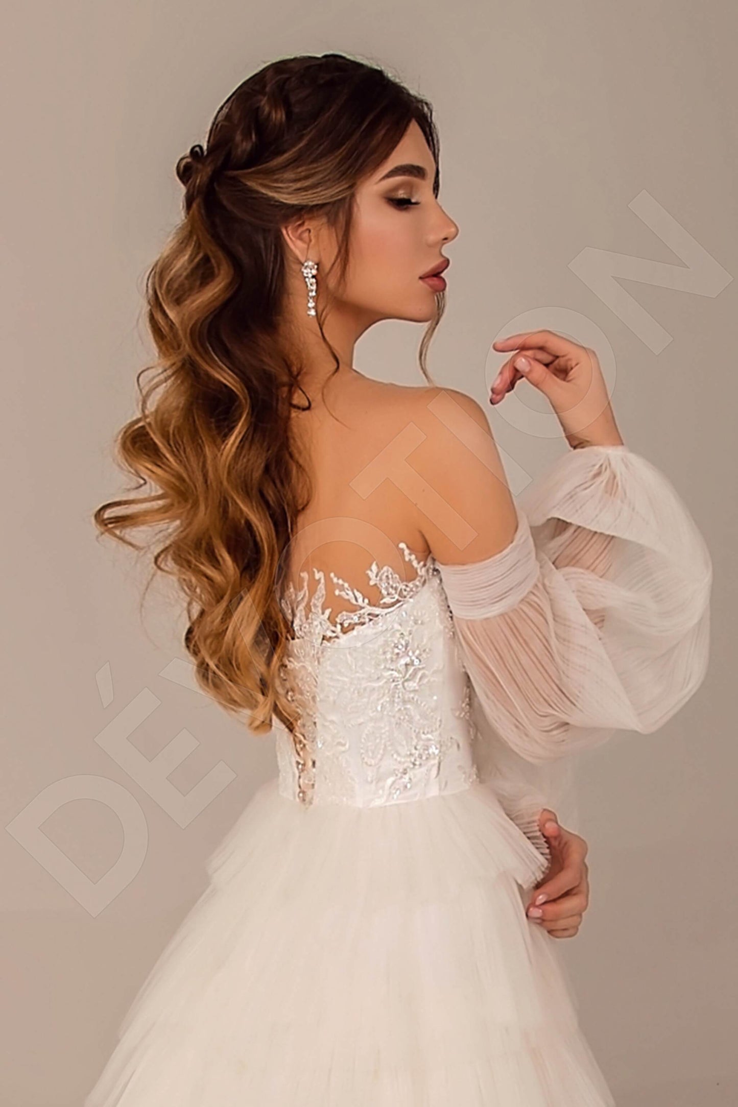 Kayla Illusion back A-line Long sleeve Wedding Dress 4