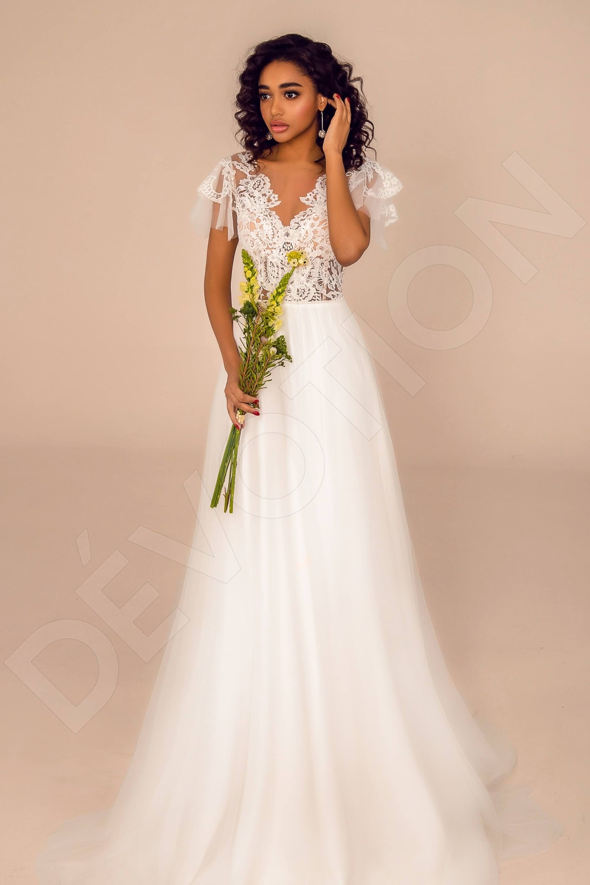 Kyndall A-line Illusion Ivory Wedding dress