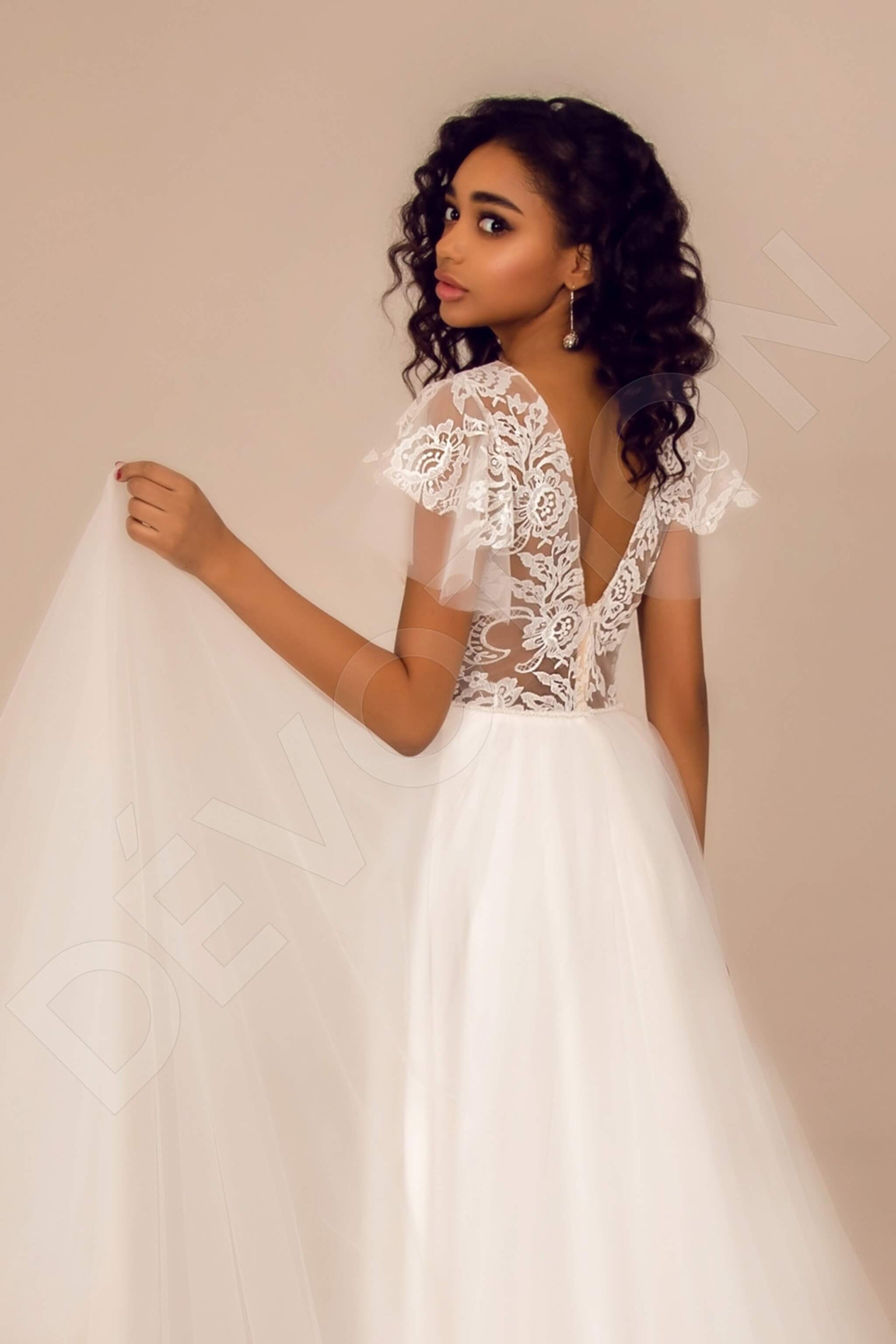 Kyndall A-line Illusion Ivory Wedding dress