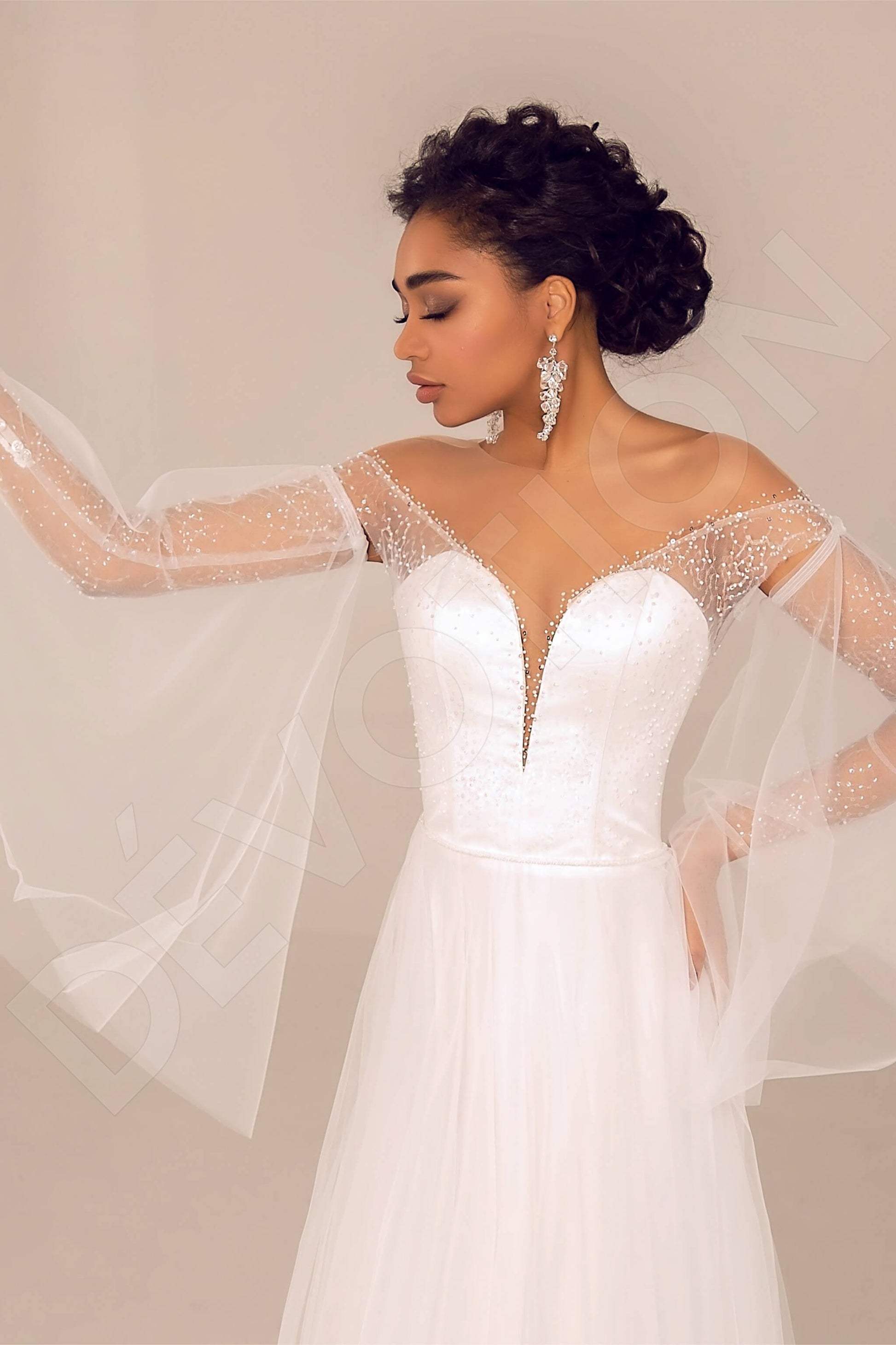 Luz A-line Illusion Ivory Wedding dress