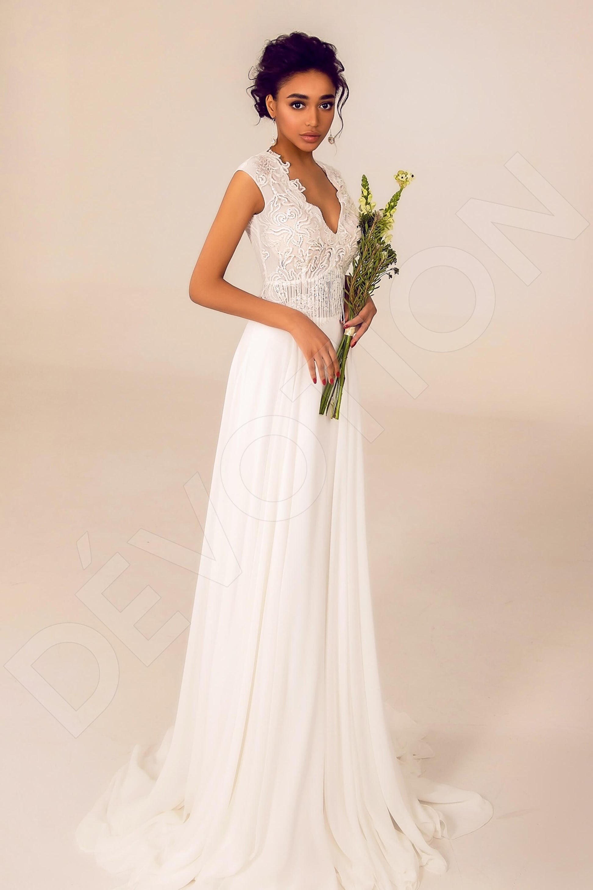 Mireya A-line V-neck White Wedding dress