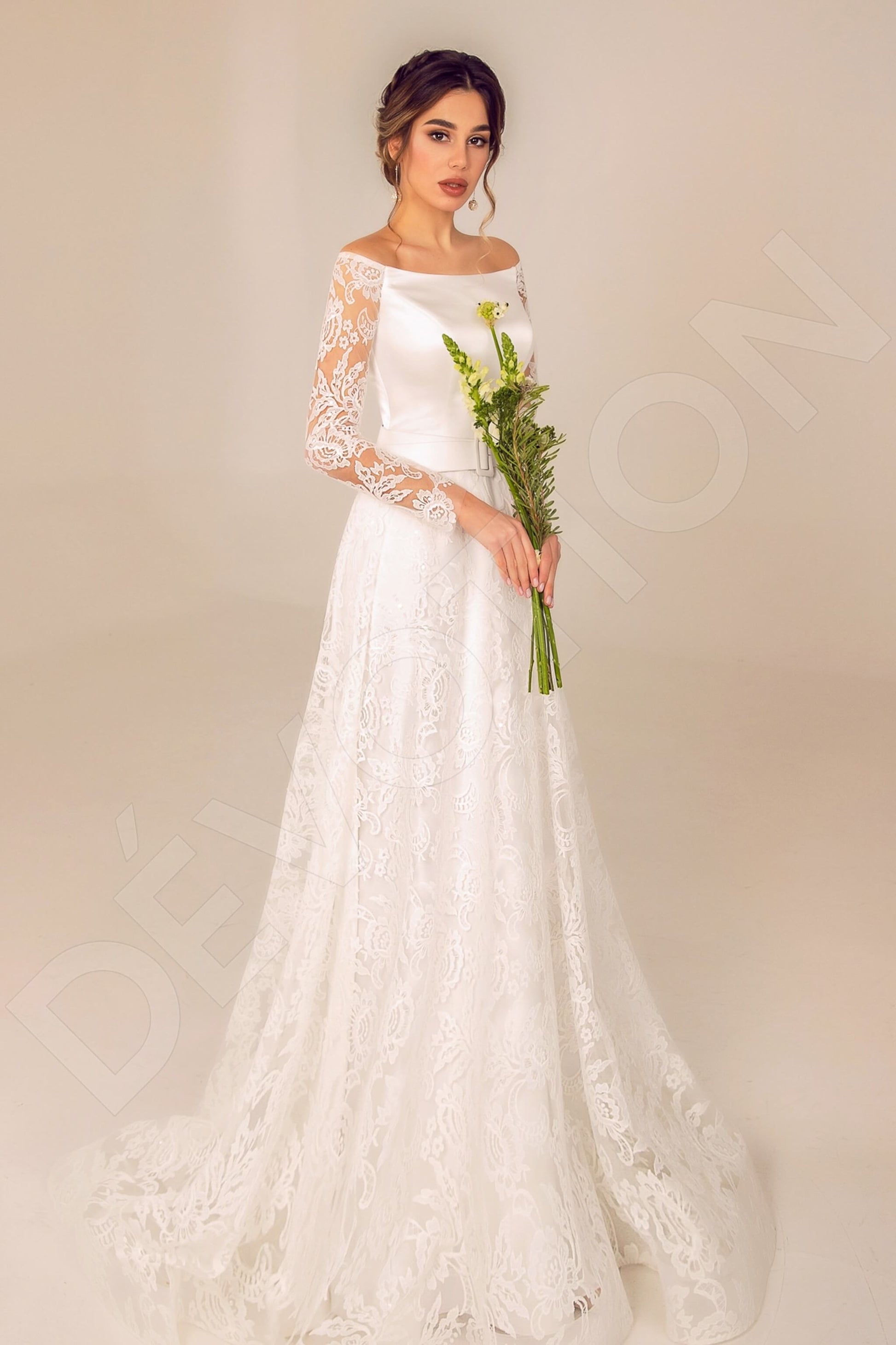 Mollie A-line Boat/Bateau Ivory Wedding dress