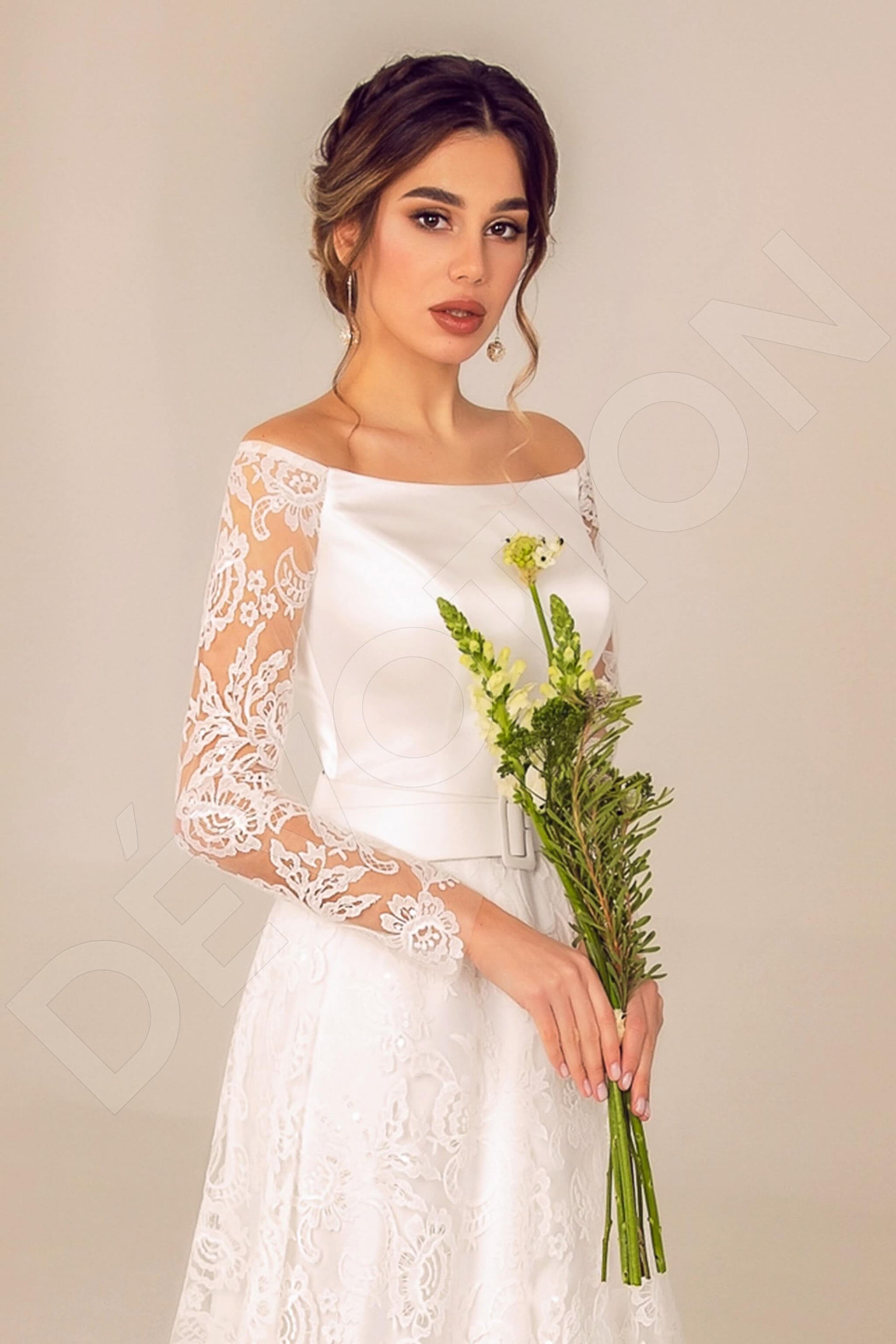 Mollie A-line Boat/Bateau Ivory Wedding dress