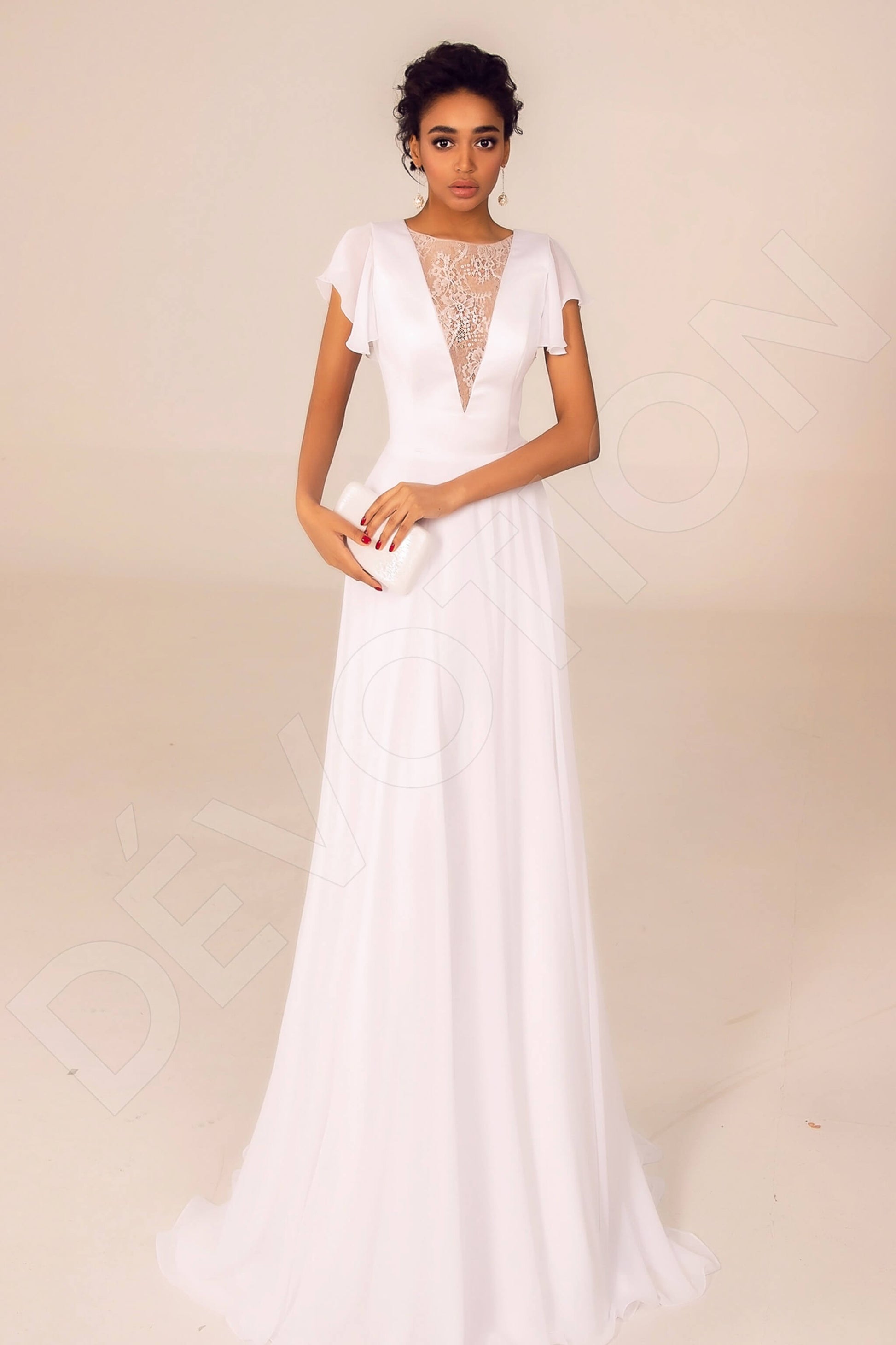 Monserrat A-line Jewel White Wedding dress