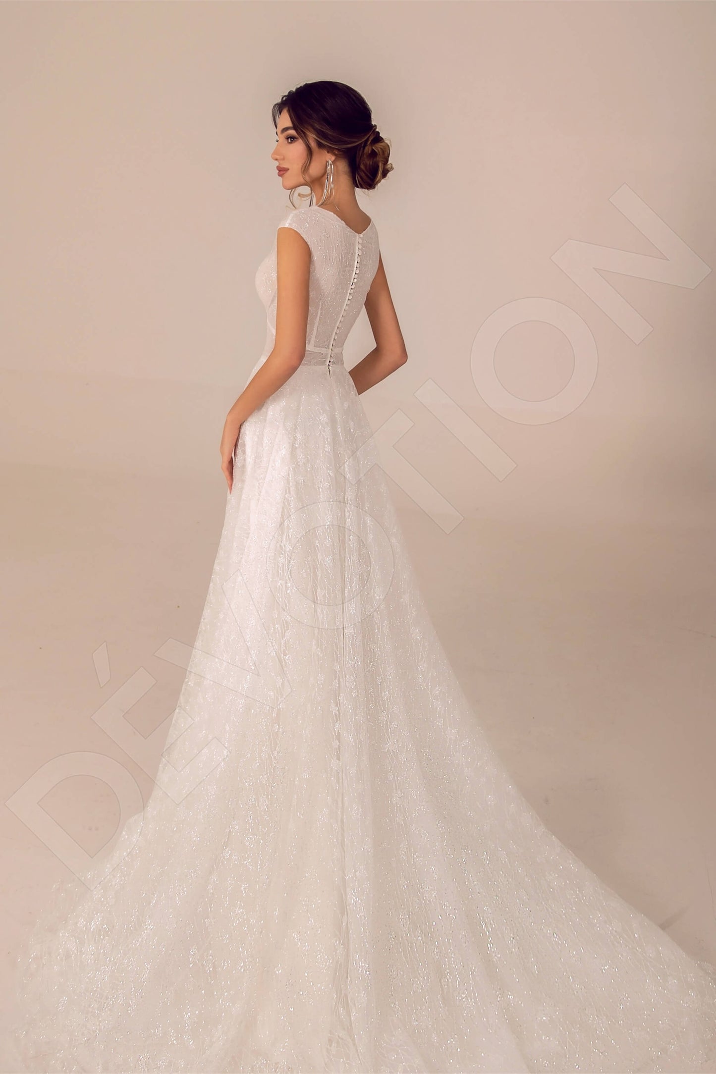 Rosalina Full back A-line Short/ Cap sleeve Wedding Dress Back