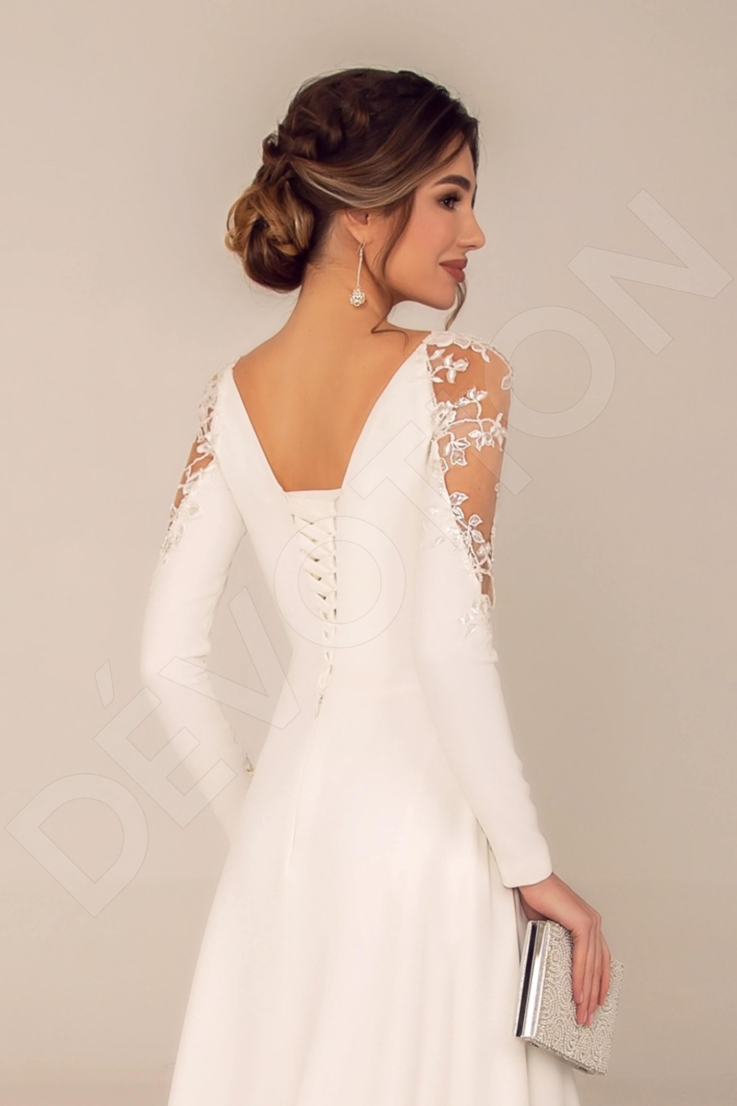 Theresa Open back A-line Long sleeve Wedding Dress 4