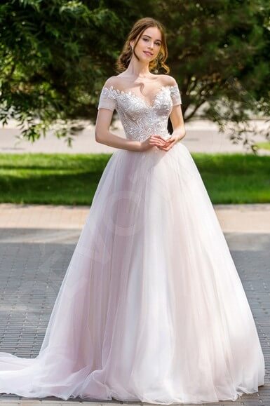 Yenene Princess/Ball Gown Boat/Bateau Ivory Nude Wedding dress