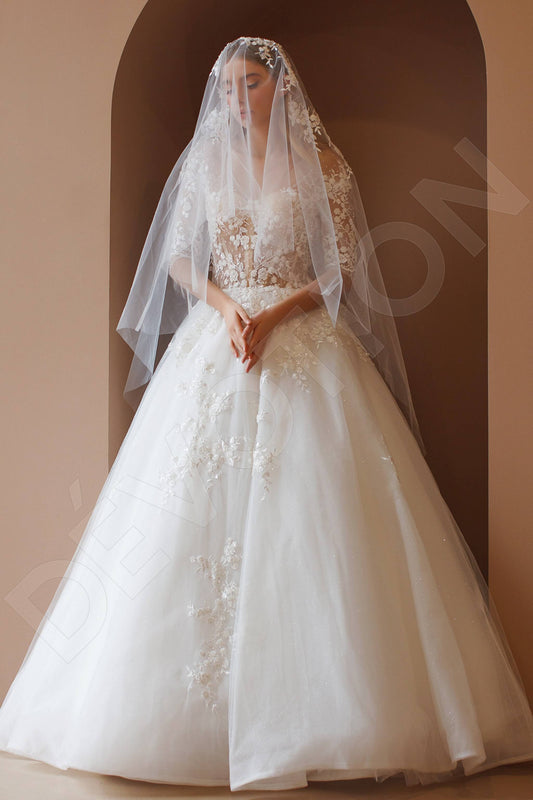 Alpina Princess/Ball Gown V-neck Milk Wedding dress