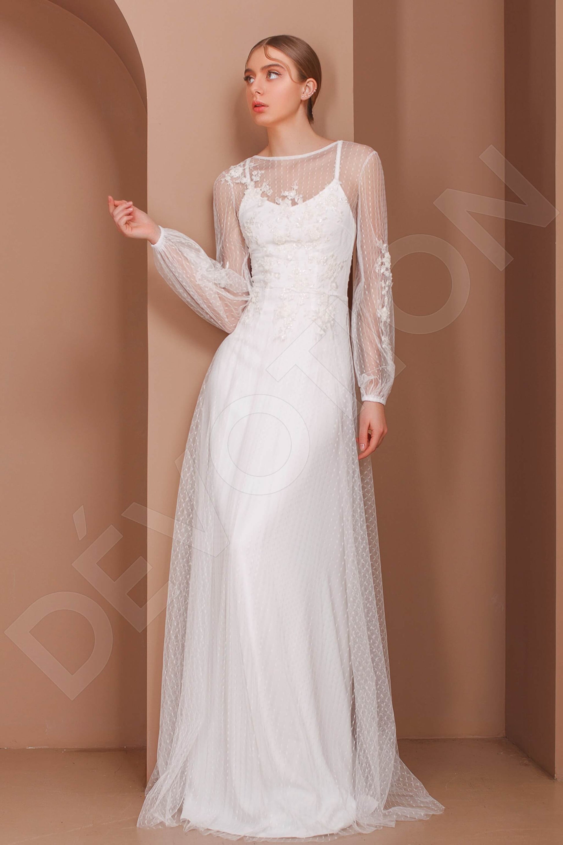 Mariania A-line Halter Milk Wedding dress