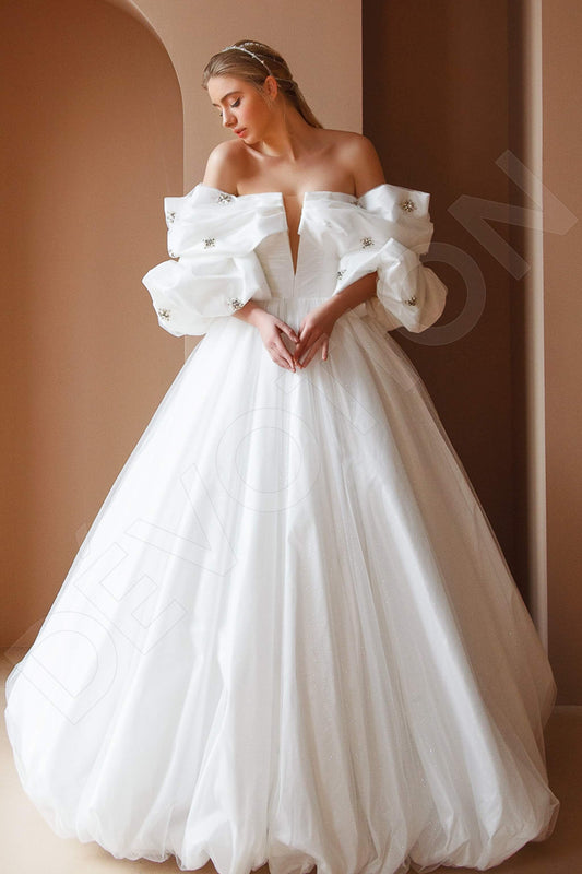 Milina Princess/Ball Gown Off-shoulder/Drop shoulders Milk Wedding dress