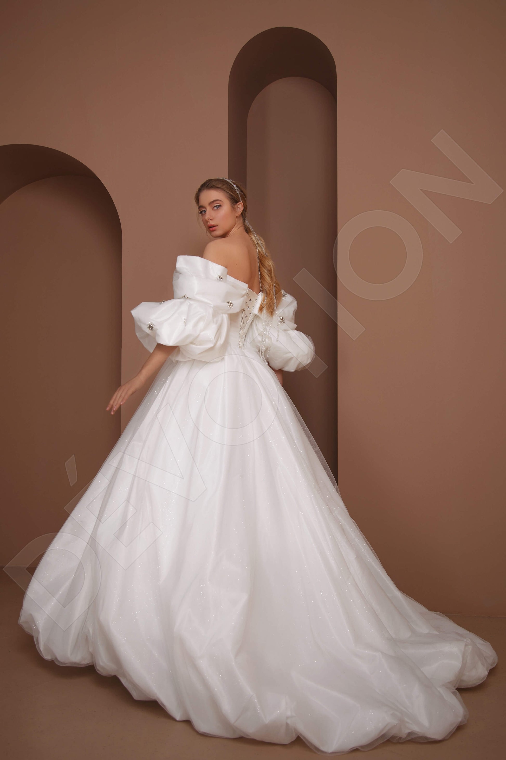 Milina Princess/Ball Gown Off-shoulder/Drop shoulders Milk Wedding dress