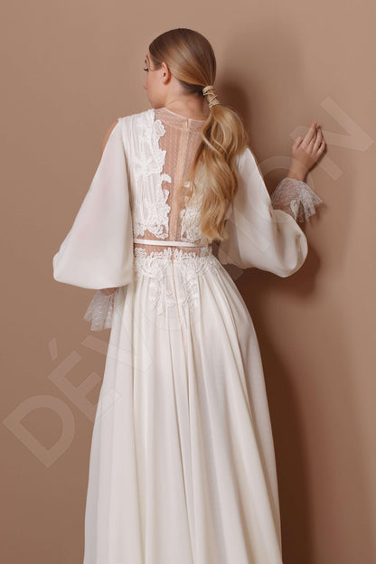 Navis Full back A-line Long sleeve Wedding Dress Back